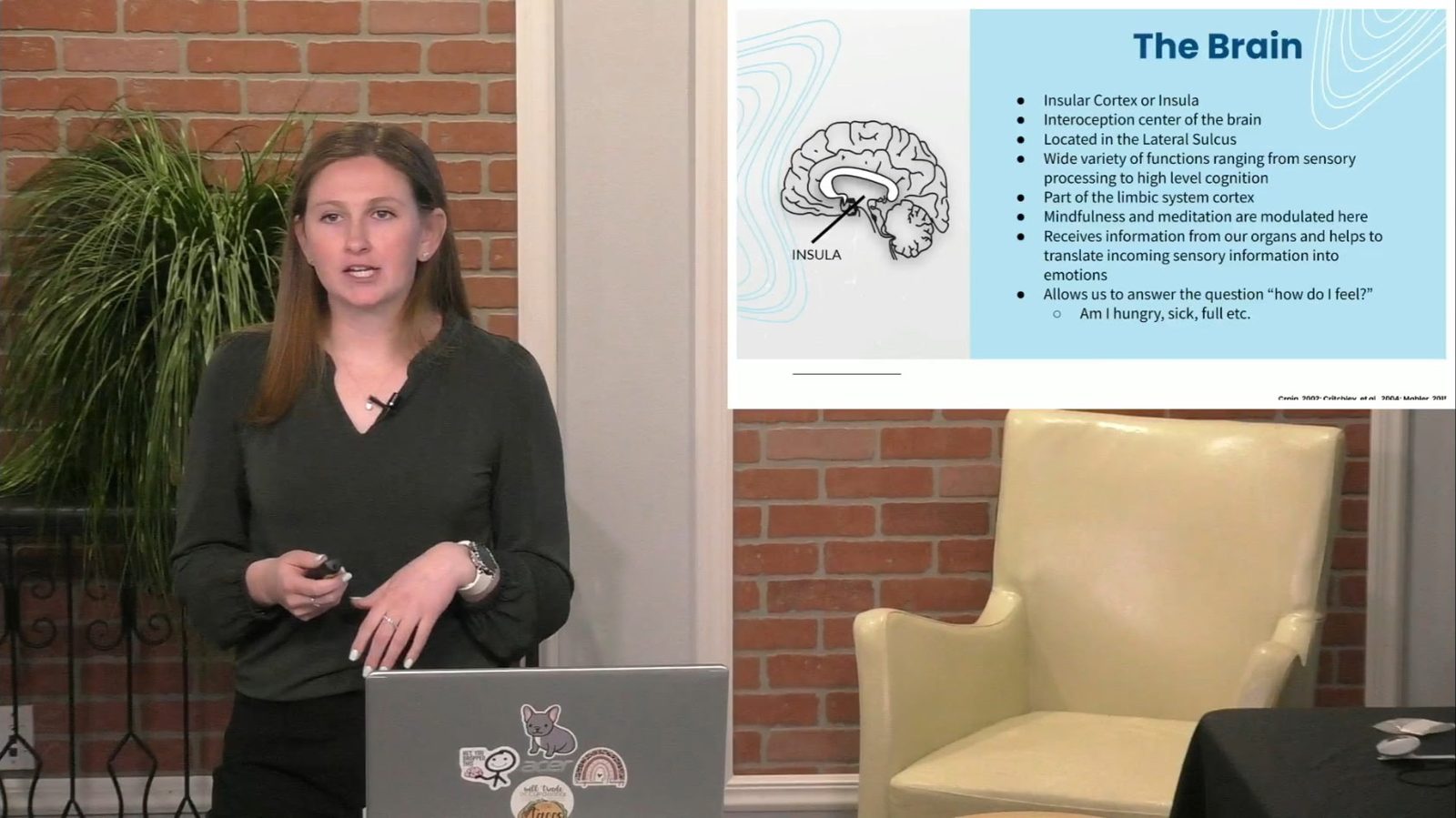 Meghan Schneider teaching a continuing-education course on interoception and the brain